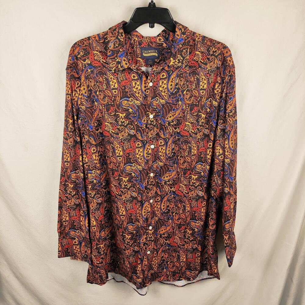 Cremieux Shirt Mens 3XLT Multicolor Paisley Stretch Button Front Long Sleeve